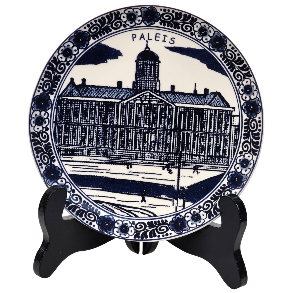 Delfts blauwe Wandbord, Amsterdam Paleis 18 cm in doos