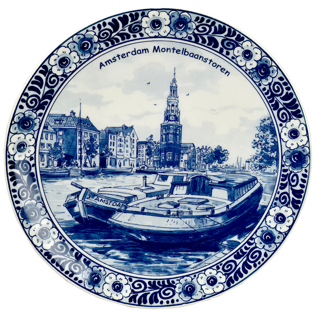 Delfts blauwe Wandbord,  Amsterdam Montelbaanstoren