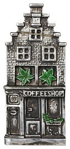 Gevelhuisje Coffeeshop 8.5 cm zilver - magneet