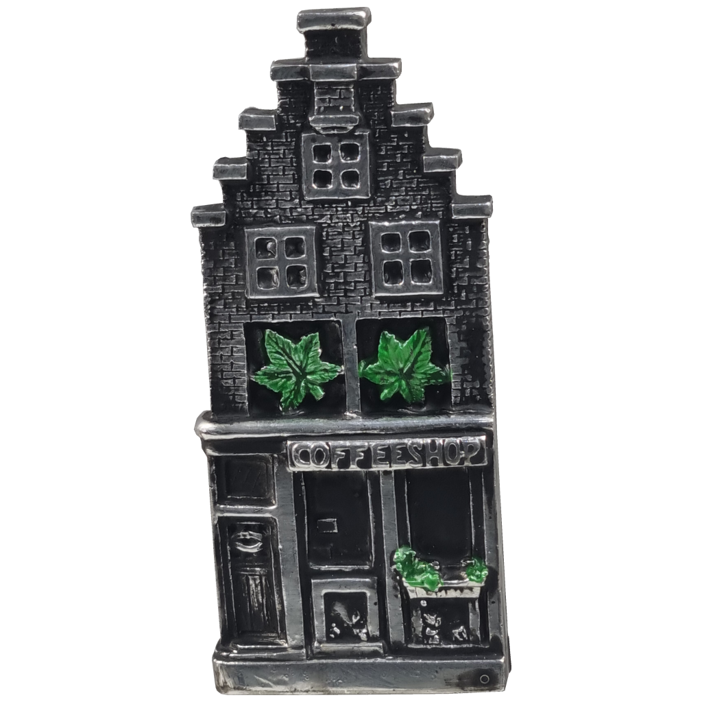 Gevelhuisje Coffeeshop 8.5 cm zilver - magneet