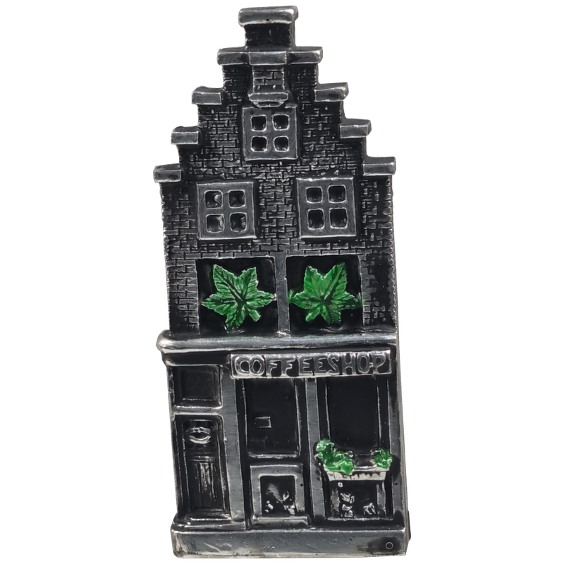 Gevelhuisje Coffeeshop 8.5 cm zilver - magneet