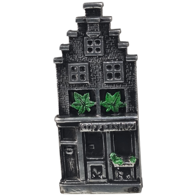 Gevelhuisje Coffeeshop 8.5 cm zilver - magneet