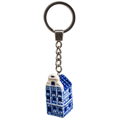 Grachtenhuisje blauw aan sleutelhanger 3,9 cm
