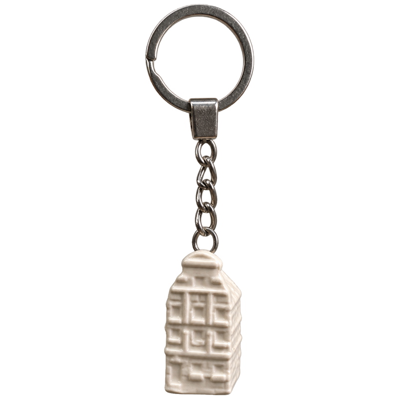 Grachtenhuisje wit aan sleutelhanger 3.9 cm