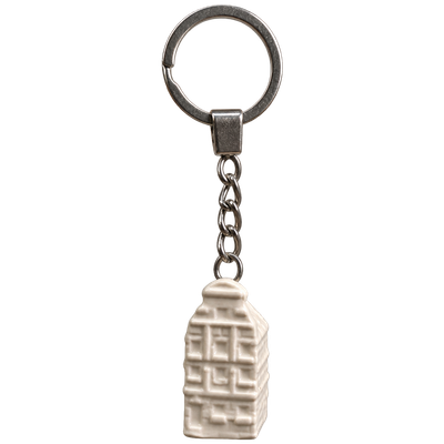 Grachtenhuisje wit aan sleutelhanger 3.9 cm