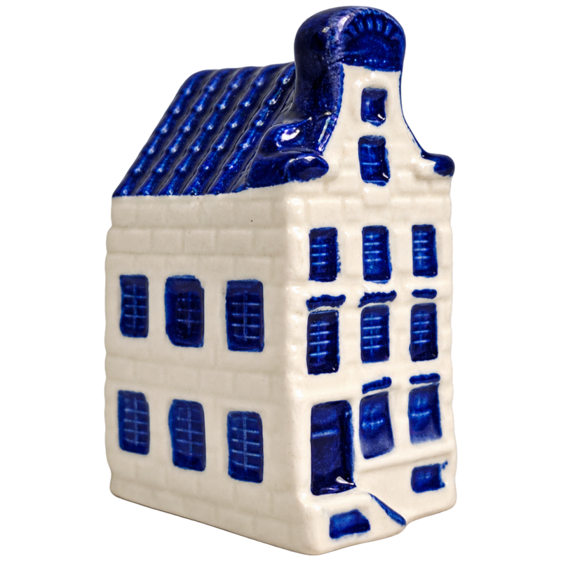 Grachtenhuisje wit, blauw dak 6 cm