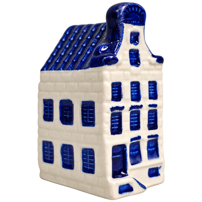 Grachtenhuisje wit, blauw dak 6 cm