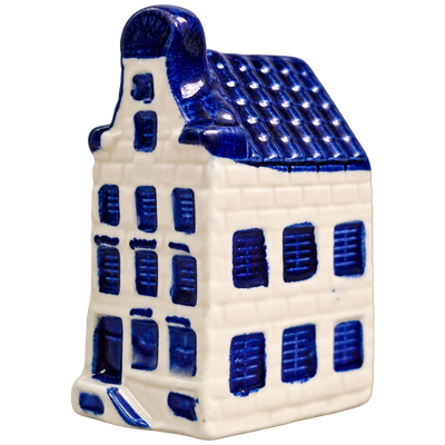 Grachtenhuisje wit, blauw dak 6 cm