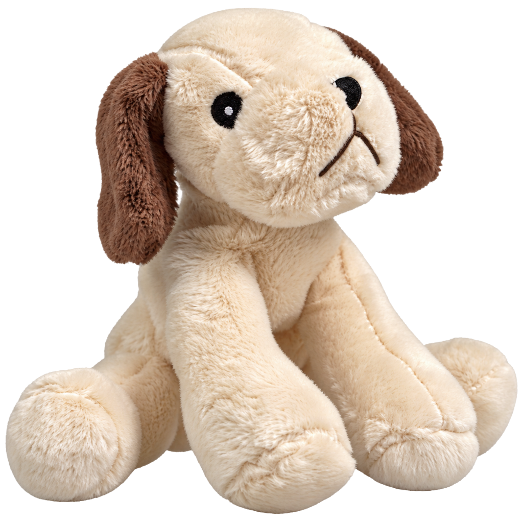 Mini Animals - Beige hond met bruine oren - 12 cm