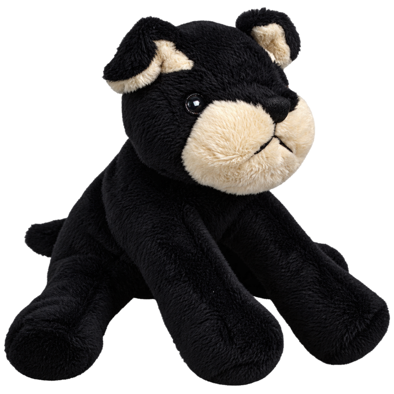 Mini Animals - Zwarte hond met beige bekje - 12 cm