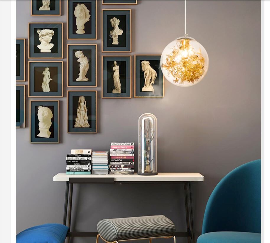 Glass ball post modern chandelier living room dining room bedroom study creative personality simple bar clothing store chandely