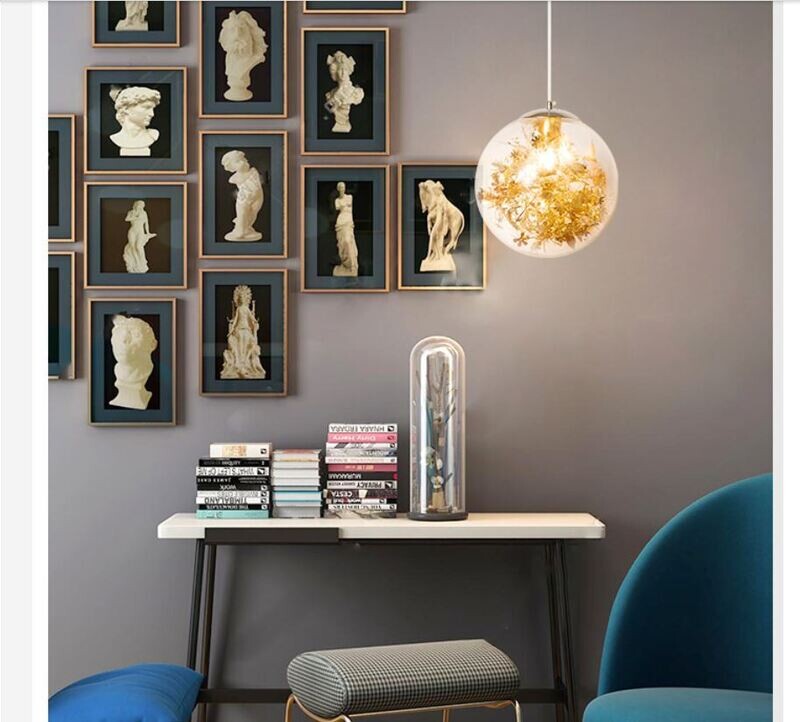 Glass ball post modern chandelier living room dining room bedroom study creative personality simple bar clothing store chandely