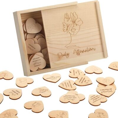 Wooden Heart-Shaped Affirmation Cards