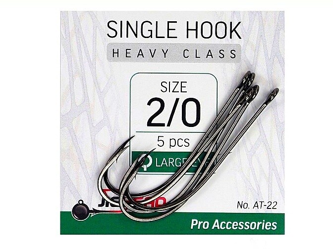 Single Hooks Heavy Class AT-22 (vienšakiai kabliukai didele ausele) # 2/0