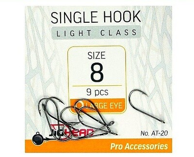 Single Hooks Light Class AT-20 (vienšakiai kabliukai didele ausele) # 8