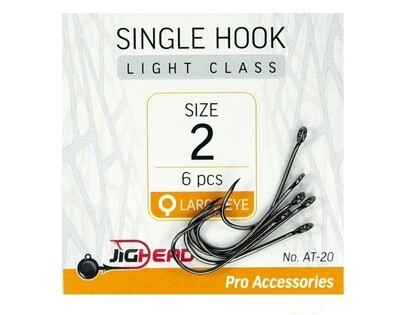 Single Hooks Light Class AT-20 (vienšakiai kabliukai didele ausele) # 2