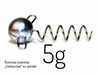 Švininiai svareliai „Corkscrew“ su spirale - 5 g
