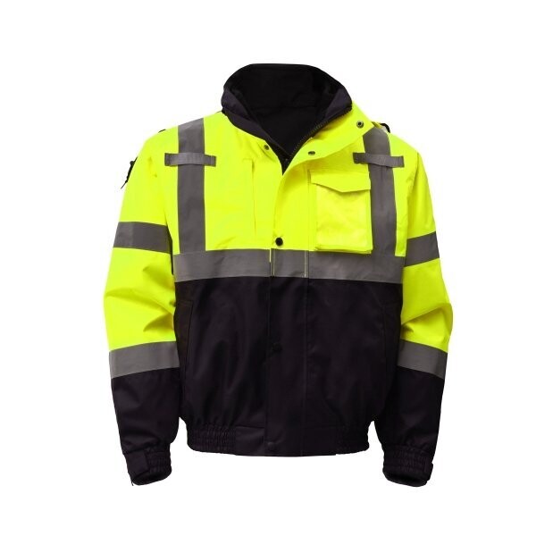 Waterproof Three Season Bomber Safety Jacket/Zip Out Liner