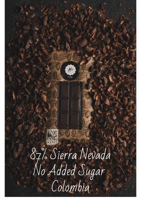 Bean to Bar 87% Sierra Nevada No Added Sugar Dark Chocolate -Colombia Bean to Bar 87% Sierra Nevada No Added Sugar Dark Chocolate -Colombia
