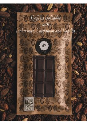 Aged Bean To Bar 65% El Salvador Dark Chocolate with Tonka bean, Cardamom and Vanilla Aged Bean To Bar 65% El Salvador Dark Chocolate with Tonka bean, Cardamom and Vanilla