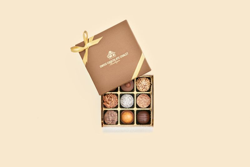 Gemischte Truffes & Pralinen Box, ohne Alkohol, 9 Stk.