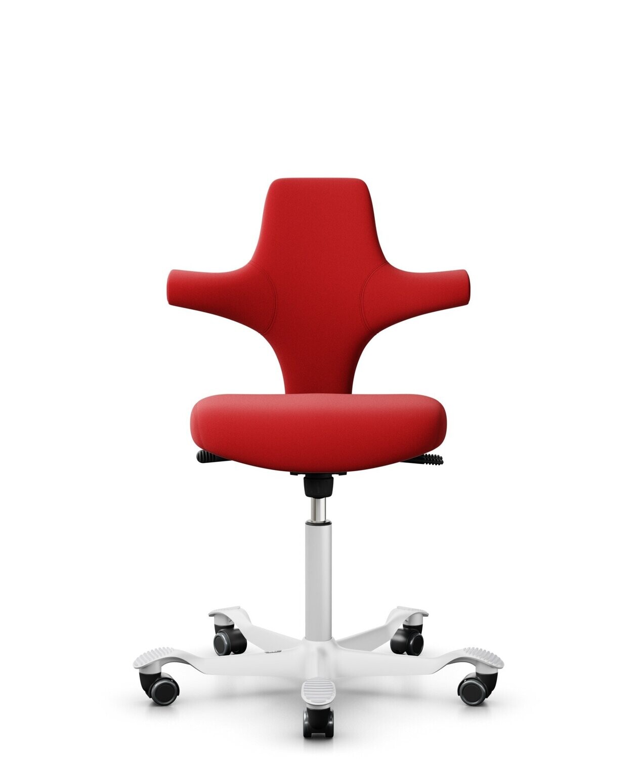 HÅG Capisco Rounded Seat 8120, Fabric: Red Extreme EXR079, Foot: White, Footrest: Without, Rollers: Hard for soft floor