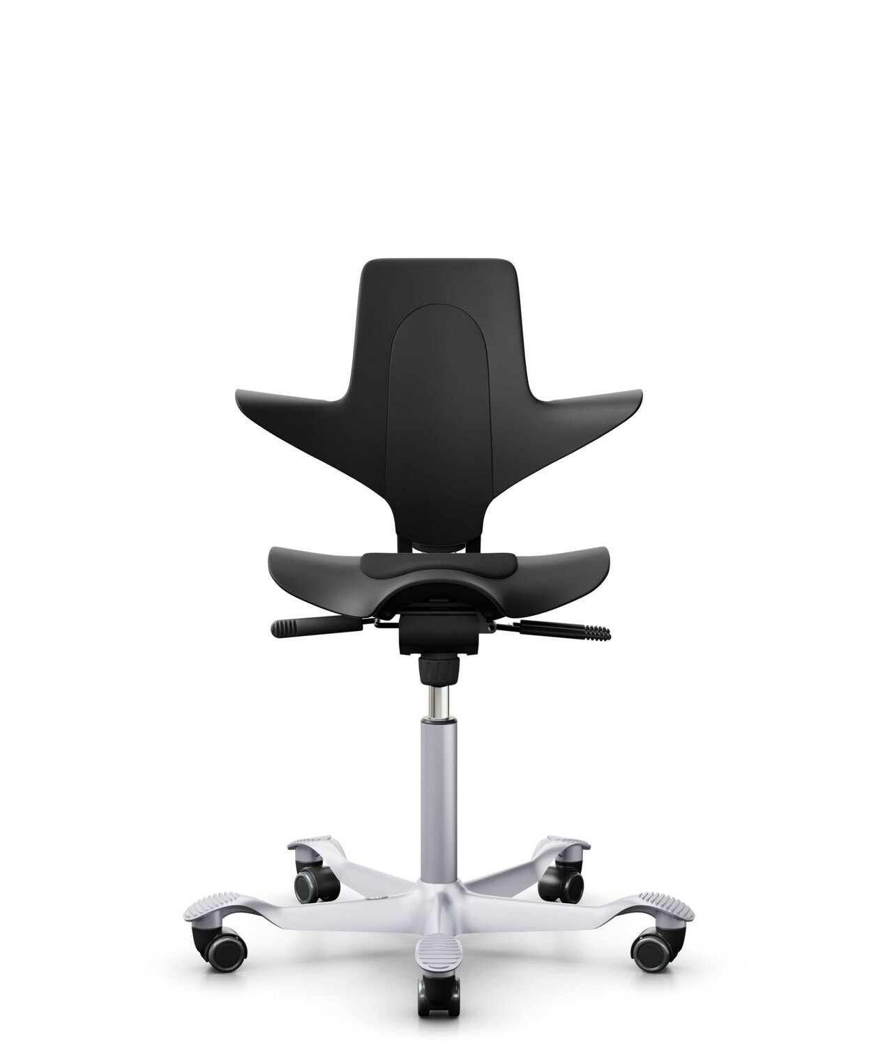 HÅG CAPISCO PULS 8010, Plastic Shell: Black Shell PL100, Base: Grey MC012, Rollers: Hard for soft floor, Footrest: Without, Fabric: Black