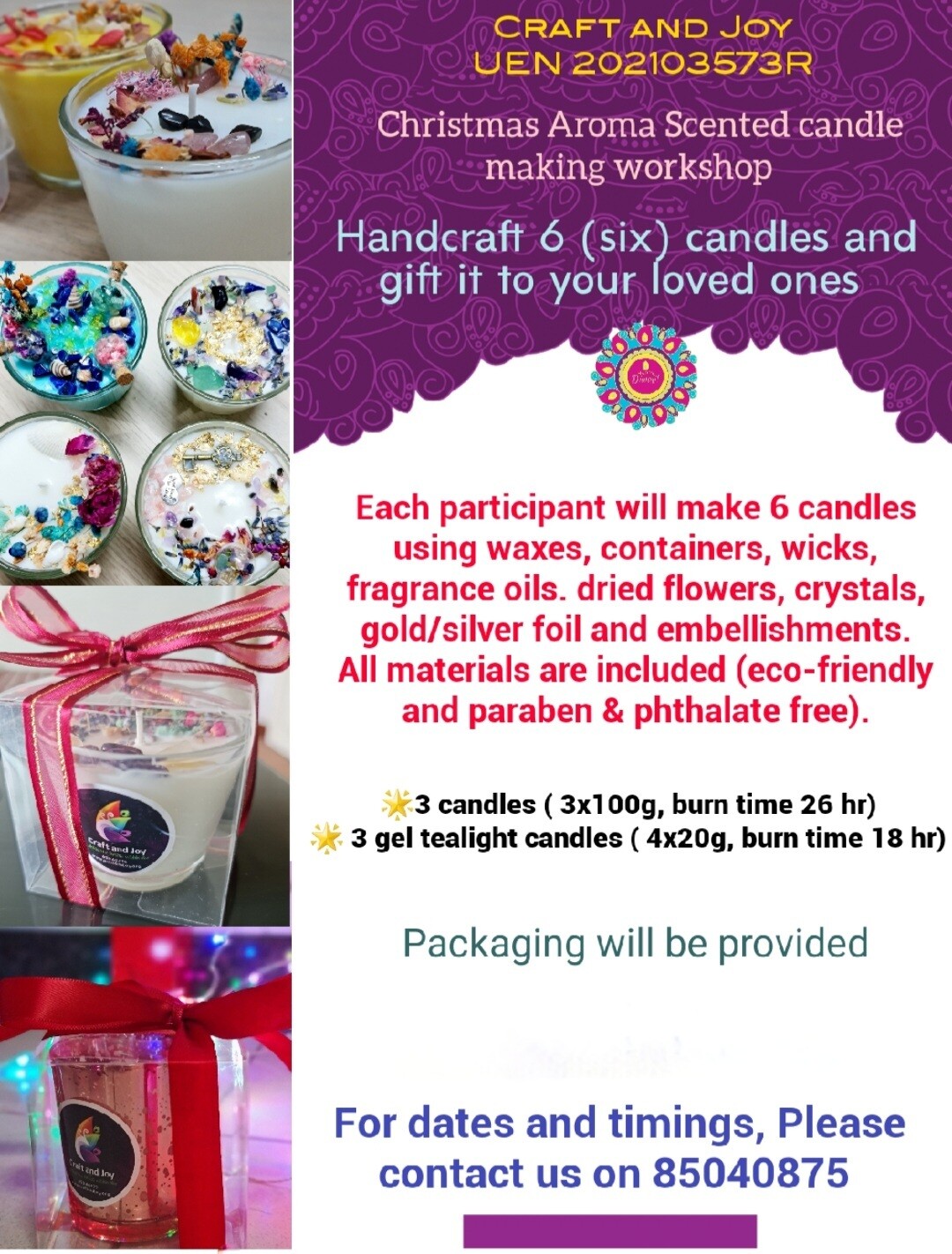 NEW YEAR CANDLE MAKING WORKSHOP (6 candles)