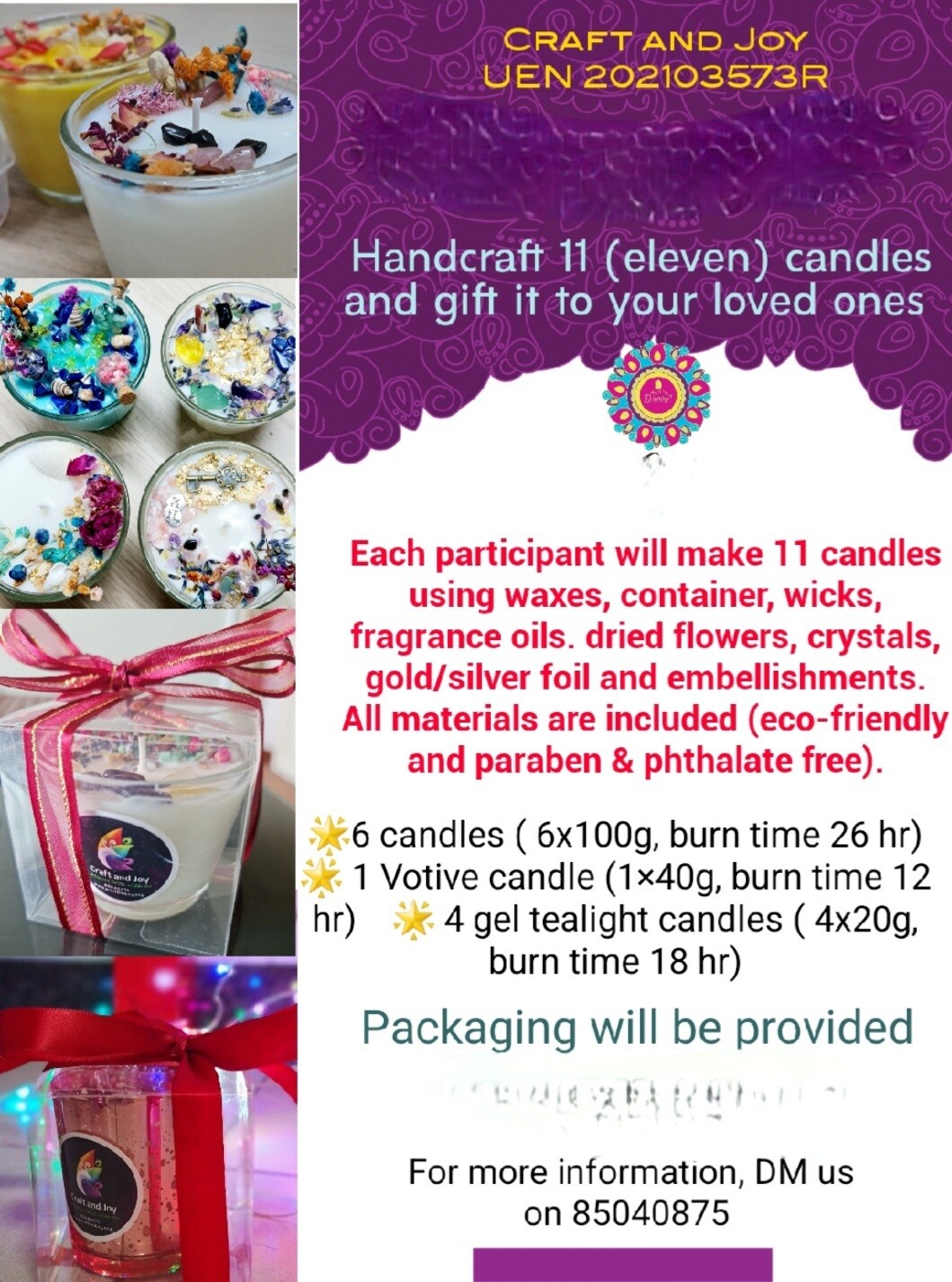 Christmas Candle making workshop (11 candles)