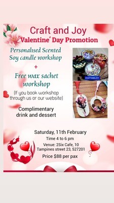 Valentine's day Promotion: Candle making + free wax Sachet