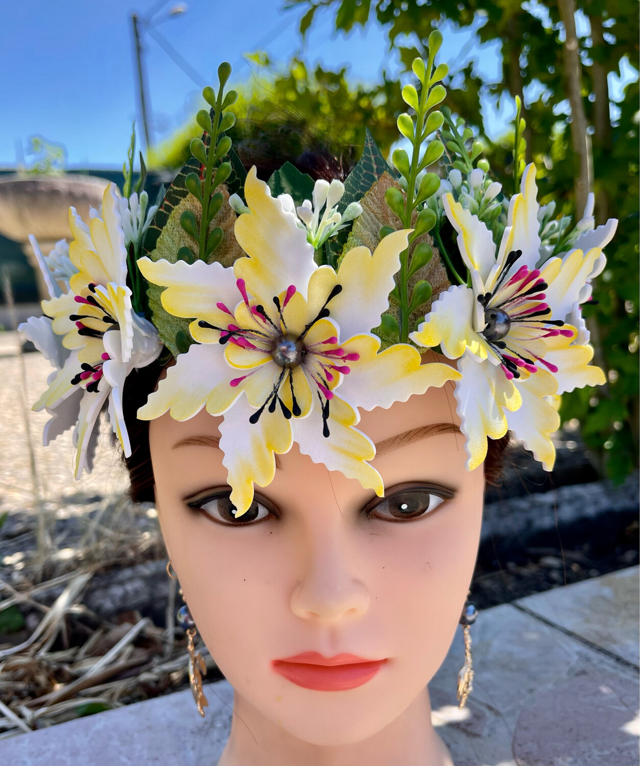 Couronne-Serre tête avec 7 fleurs d’environ 10cm