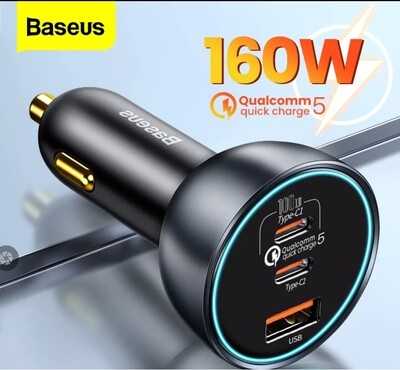 Baseus 160W Car Charger Quick Charge 5.0 QC 4.0 3.0 Type C PD Fast Charger Charging For iPhone Xiaomi Samsung Macbook Pro Laptop