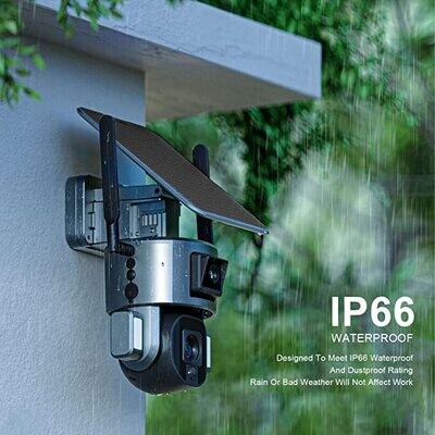 4K Solar Security Cameras Wireless Outdoor with Wireless 2.4G Wi-Fi 360° View, Solar Security Camera with AI Motion Detection, Infrared Night Vision,10x Optical Zoom, PTZ Control, 2-Way Talk, IP66