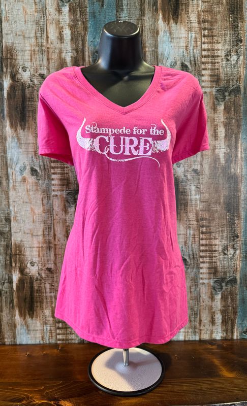 Hot pink V neck T-shirt