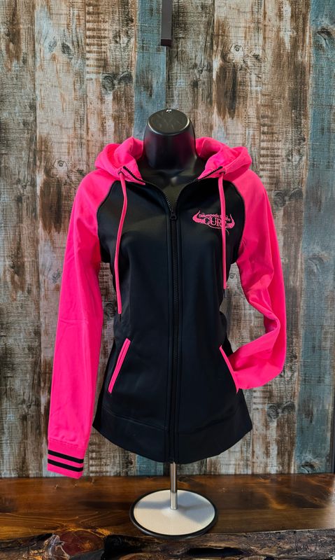 Neon Pink/Black Zip Hoodie