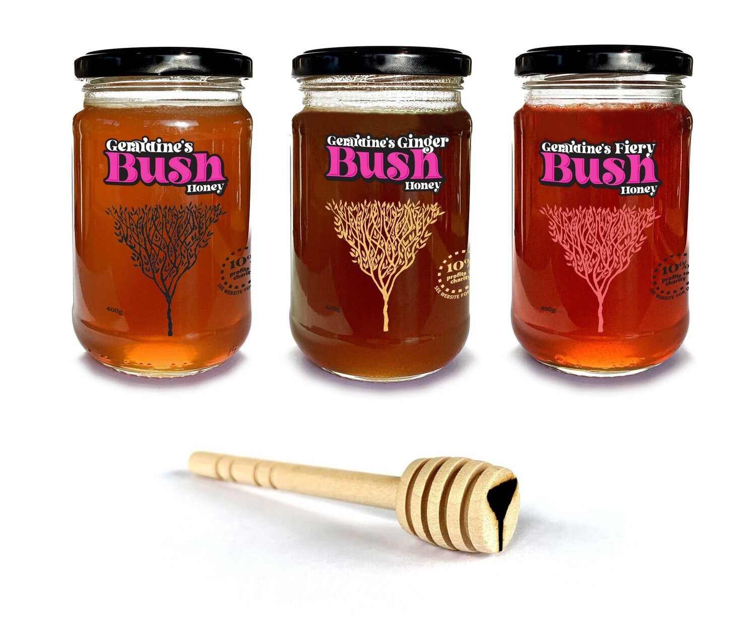 Geraldine's Bush Honey - Set of 3 Flavours + Dipper