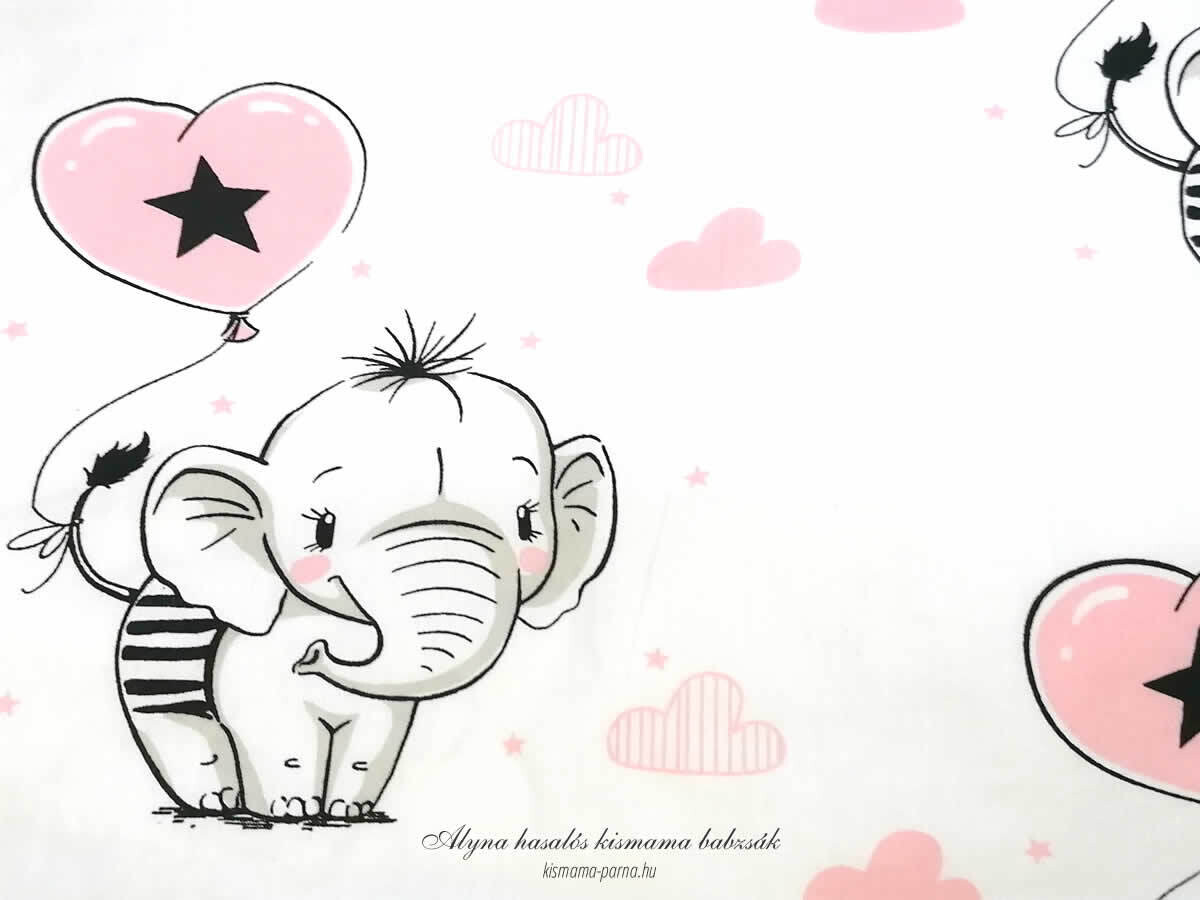 Rózsaszín elefánt mintás Alyna hasalós kismama párna