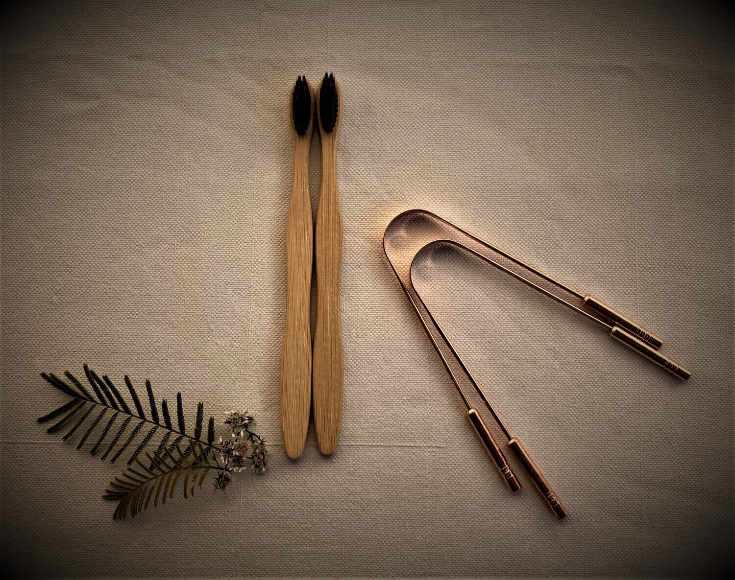 Indian Choices Bamboo Toothbrush with Pure Copper Tongue Cleaner (Pack Of 2)