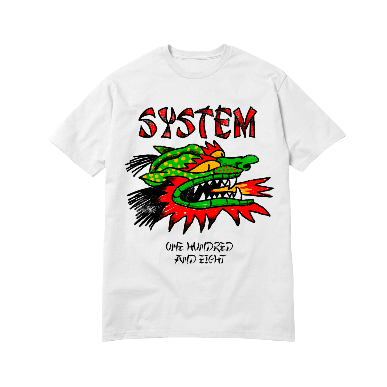 Белая футболка System 108 “Green Dog”