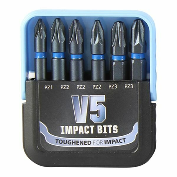 V5 Impact Driver Bit Set 50mm Long - Mixed PZ Bits
