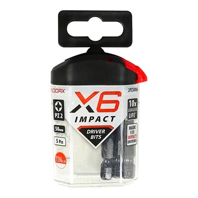 PZ2 x 50mm X6 Impact Bits Pack of 5