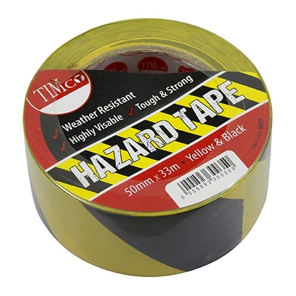 Hazard Tape 50mm x 33 Metres Yellow & Black