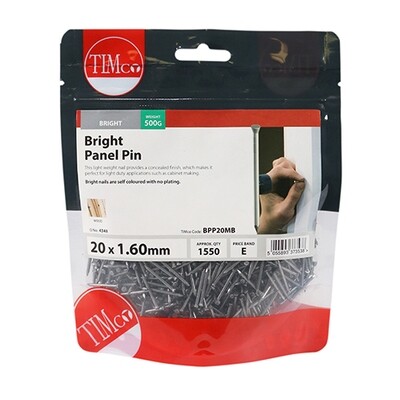 20mm x 1.60mm Panel Pin Bright 500g Bag