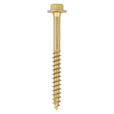 12.0 x 160mm Hex Washer Coach Screw Zinc & Yellow Coated Pack of 25 (Includes 1 Bit Driver)
