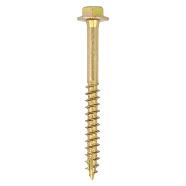 10.0 x 80mm Hex Washer Coach Screw Zinc & Yellow Coated Pack of 50 (Includes 1 Bit Driver)