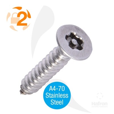 No.8 (4.2mm) x 3/4 (19mm) 5-Lobe Pin Countersunk Head Security Screws A4-70 Stainless Steel Box of 100