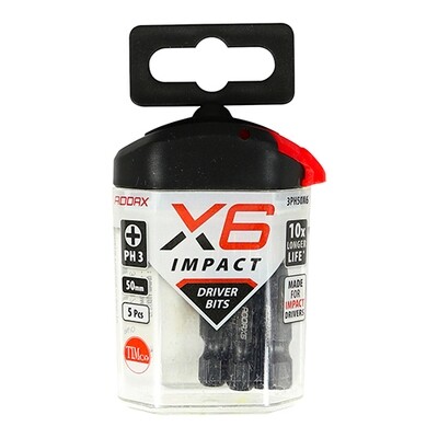 Timco X6 PH3 50mm Impact Bits Pack of 5 Bits
