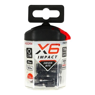 Addax X6 Impact Driver Bits - SQ 
No.2 x 25  Pack of 10