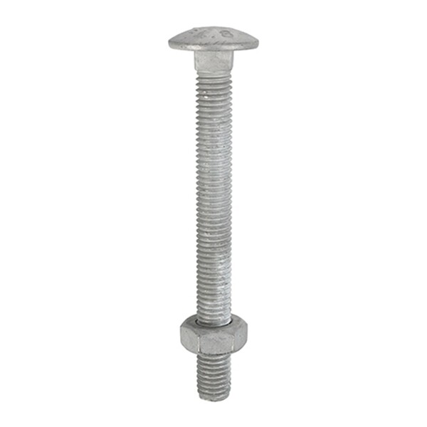 4 X M12 X 150MM  ZINC CUP SQUARE CARRIAGE BOLTS COACH SCREW AND HEX FULL THREAD