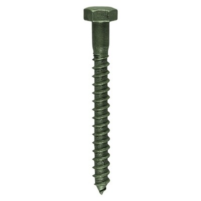 6.0 x 75mm Hex Head Coach Screws Green Coated  Pack of 10